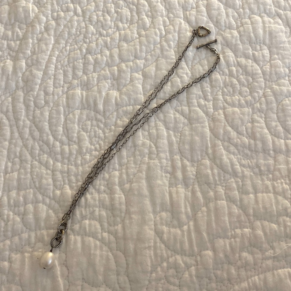 Silpada silver and freshwater pearl drop necklace
